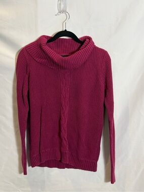 AGB Cable Knit Cowl Neck Sweater in Raspberry Plum